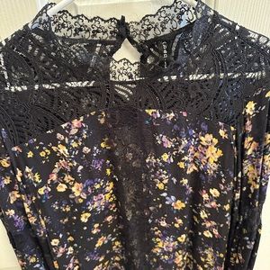 Womens lace blouse with flower print
